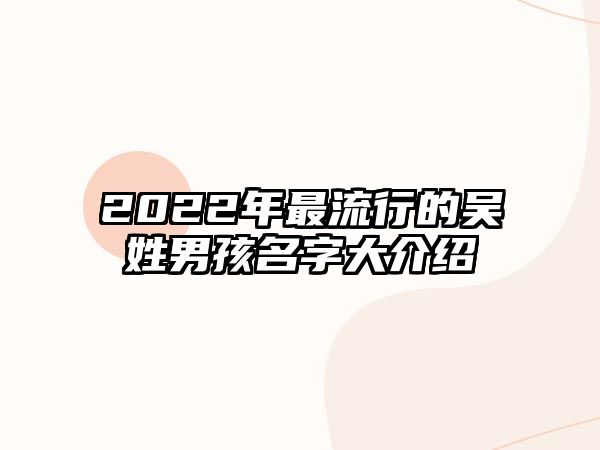 2022年最流行的吴姓男孩名字大介绍