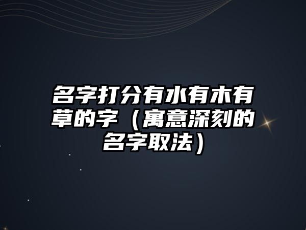 名字打分有水有木有草的字（寓意深刻的名字取法）