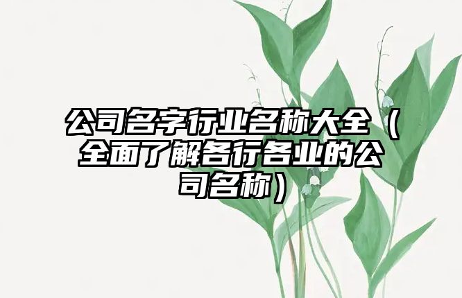 公司名字行业名称大全（全面了解各行各业的公司名称）