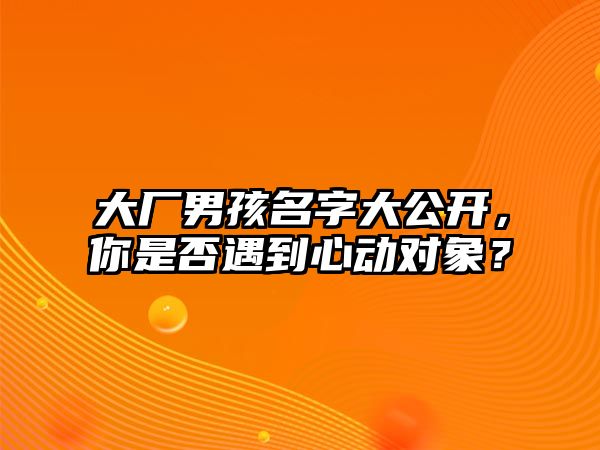 大厂男孩名字大公开，你是否遇到心动对象？