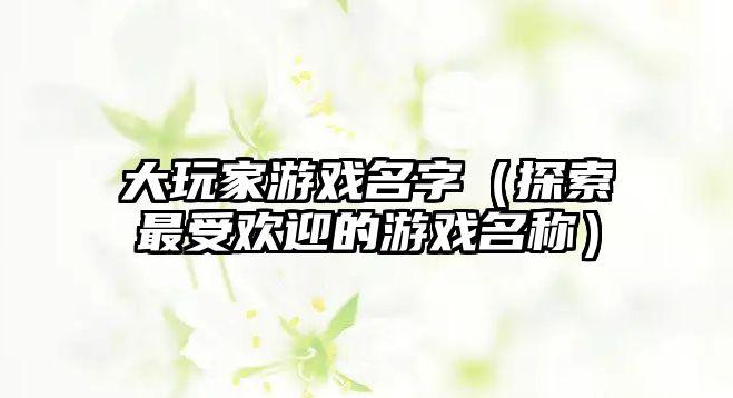 大玩家游戏名字（探索最受欢迎的游戏名称）