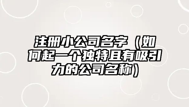 注册小公司名字（如何起一个独特且有吸引力的公司名称）