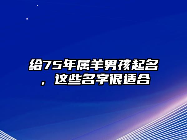 给75年属羊男孩起名，这些名字很适合