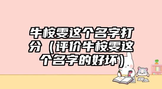 牛桉雯这个名字打分（评价牛桉雯这个名字的好坏）