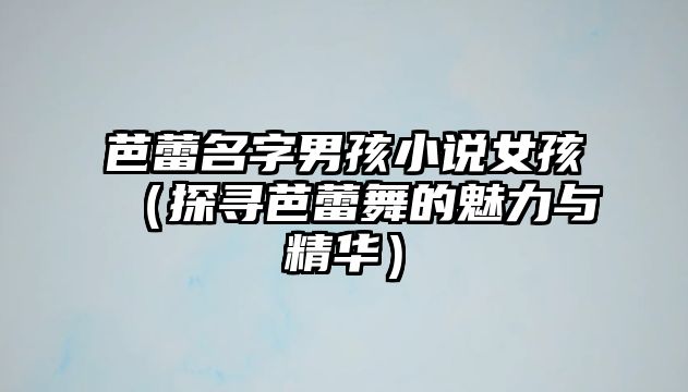 芭蕾名字男孩小说女孩（探寻芭蕾舞的魅力与精华）