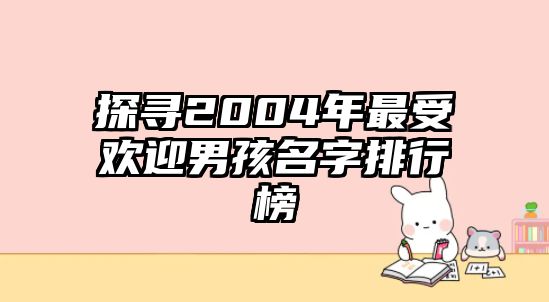 探寻2004年最受欢迎男孩名字排行榜