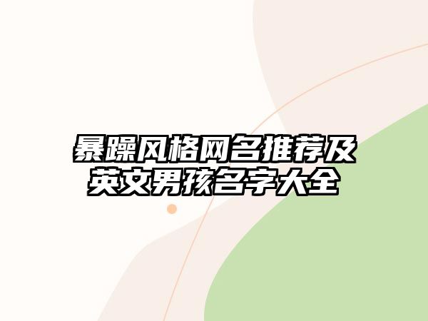 暴躁风格网名推荐及英文男孩名字大全