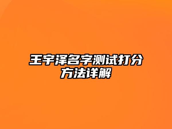 王宇泽名字测试打分方法详解