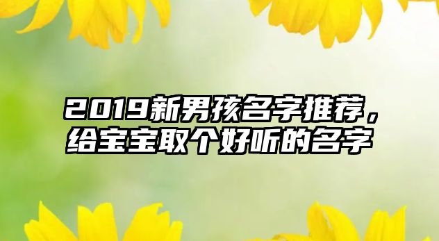 2019新男孩名字推荐，给宝宝取个好听的名字