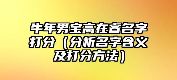 牛年男宝高在睿名字打分（分析名字含义及打分方法）