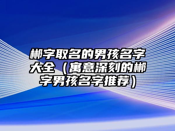 郴字取名的男孩名字大全（寓意深刻的郴字男孩名字推荐）