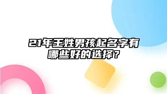 21年王姓男孩起名字有哪些好的选择？