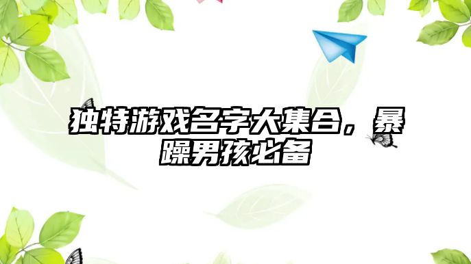 独特游戏名字大集合，暴躁男孩必备