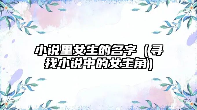 小说里女生的名字（寻找小说中的女主角）