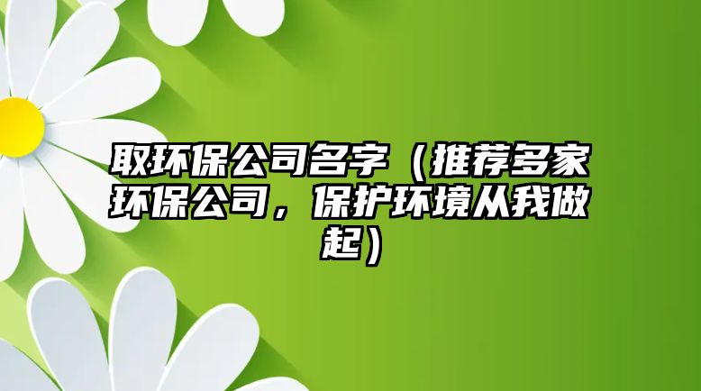 取环保公司名字（推荐多家环保公司，保护环境从我做起）