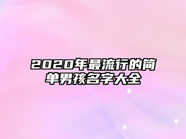 2020年最流行的简单男孩名字大全