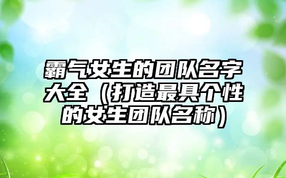 霸气女生的团队名字大全（打造最具个性的女生团队名称）