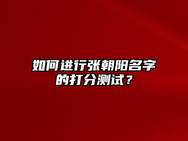 如何进行张朝阳名字的打分测试？