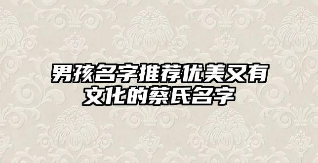 男孩名字推荐优美又有文化的蔡氏名字