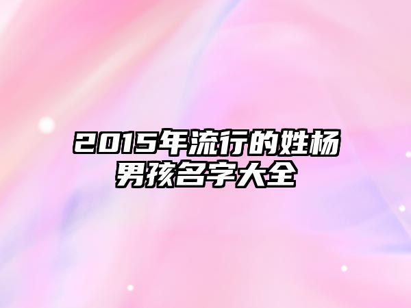 2015年流行的姓杨男孩名字大全