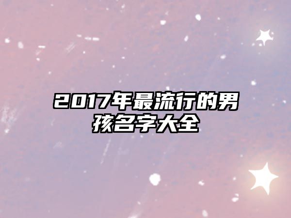 2017年最流行的男孩名字大全