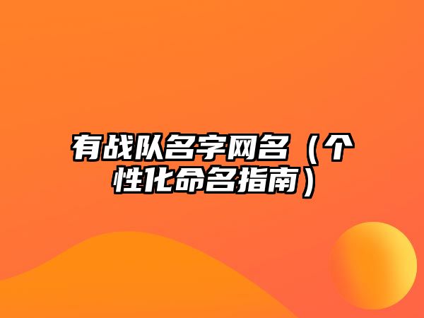 有战队名字网名（个性化命名指南）