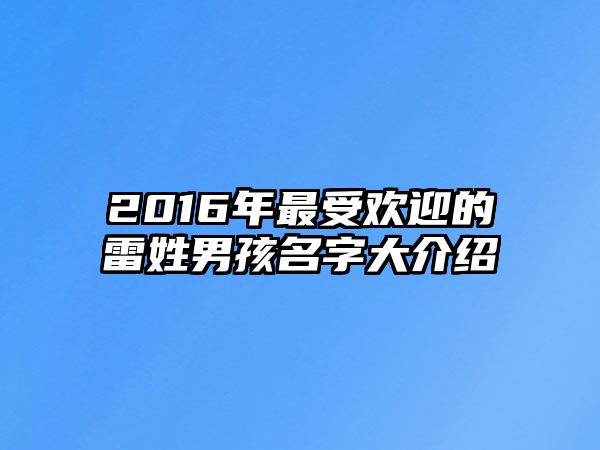 2016年最受欢迎的雷姓男孩名字大介绍