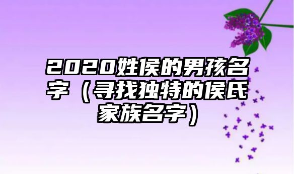 2020姓侯的男孩名字（寻找独特的侯氏家族名字）