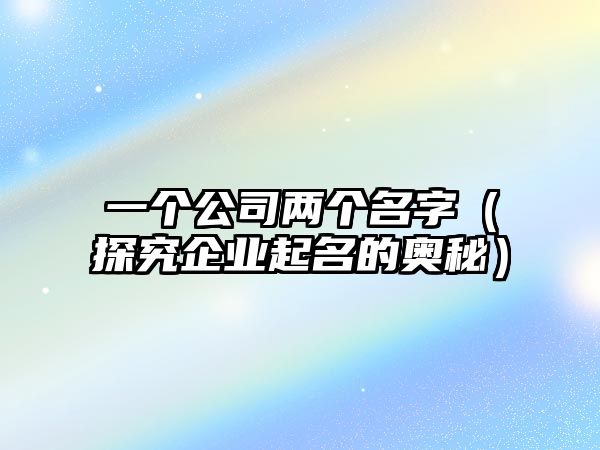 一个公司两个名字（探究企业起名的奥秘）