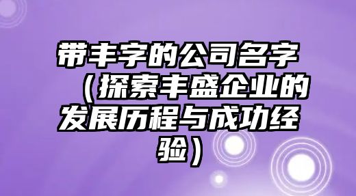 带丰字的公司名字（探索丰盛企业的发展历程与成功经验）