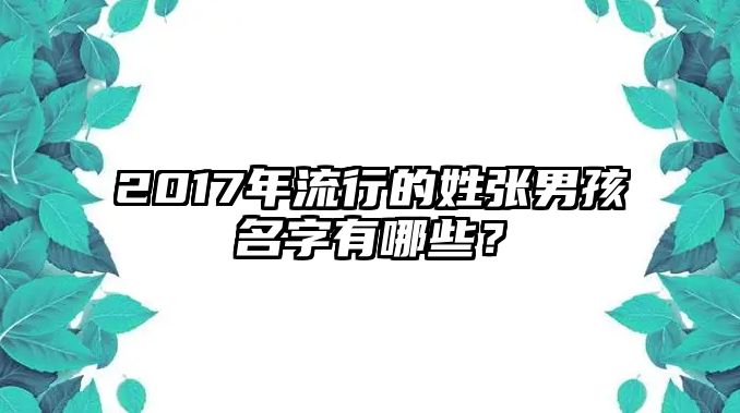 2017年流行的姓张男孩名字有哪些？