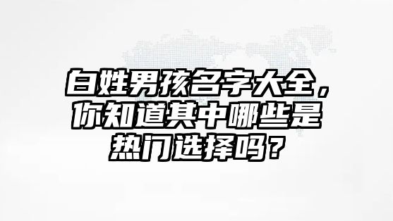 白姓男孩名字大全，你知道其中哪些是热门选择吗？