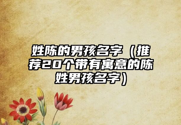 姓陈的男孩名字（推荐20个带有寓意的陈姓男孩名字）