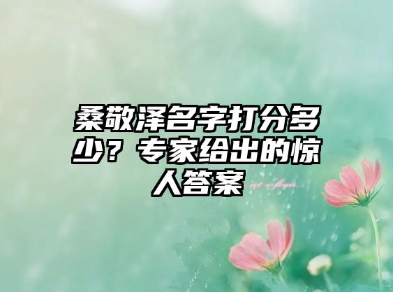 桑敬泽名字打分多少？专家给出的惊人答案