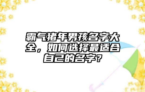 霸气猪年男孩名字大全，如何选择最适合自己的名字？