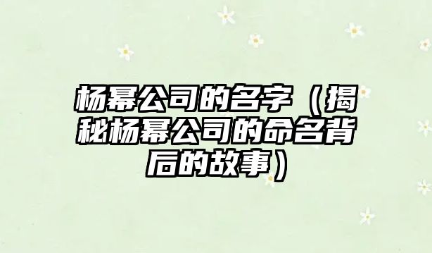 杨幂公司的名字（揭秘杨幂公司的命名背后的故事）