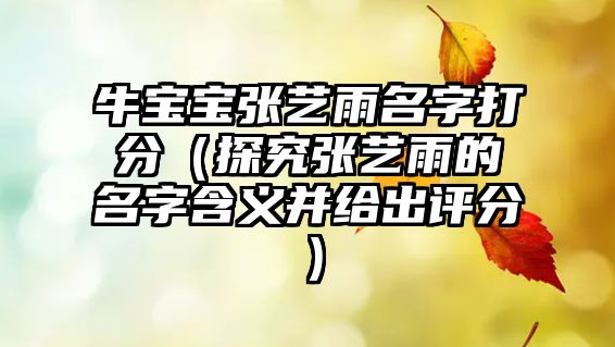 牛宝宝张艺雨名字打分（探究张艺雨的名字含义并给出评分）