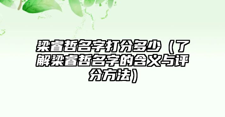 梁睿哲名字打分多少（了解梁睿哲名字的含义与评分方法）