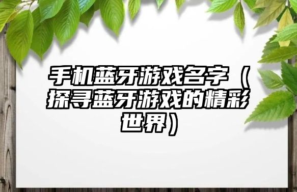 手机蓝牙游戏名字（探寻蓝牙游戏的精彩世界）