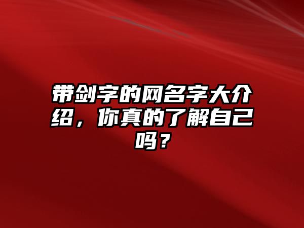 带剑字的网名字大介绍，你真的了解自己吗？