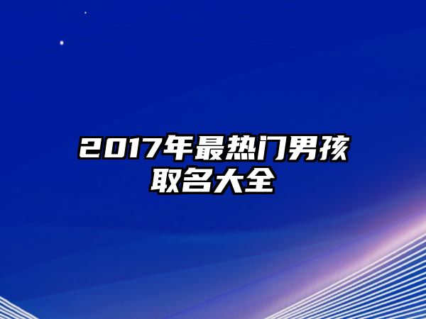 2017年最热门男孩取名大全