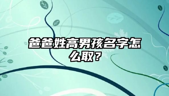 爸爸姓高男孩名字怎么取？