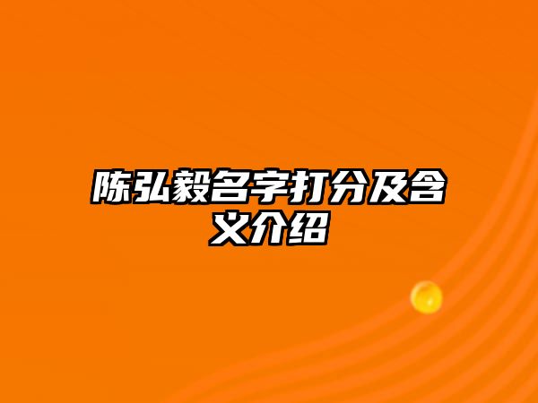 陈弘毅名字打分及含义介绍