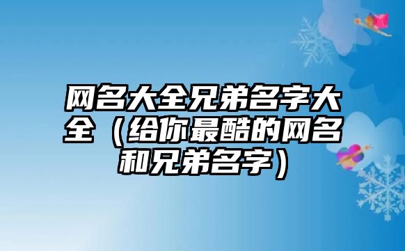 网名大全兄弟名字大全（给你最酷的网名和兄弟名字）