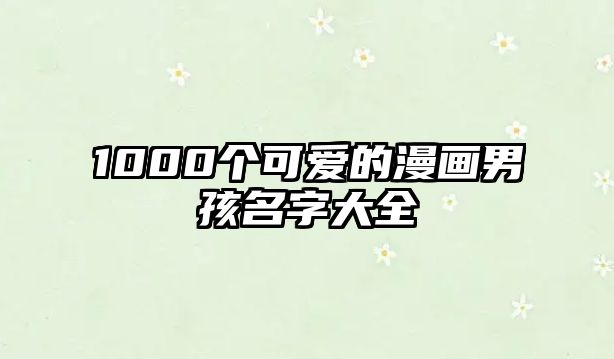 1000个可爱的漫画男孩名字大全