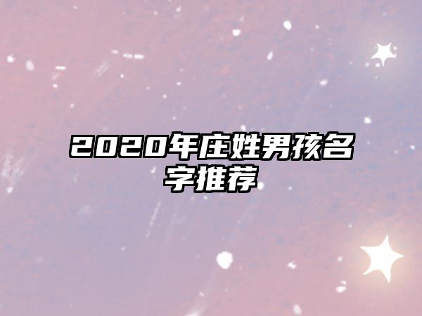 2020年庄姓男孩名字推荐