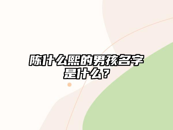 陈什么熙的男孩名字是什么？