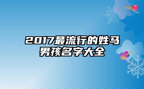 2017最流行的姓马男孩名字大全