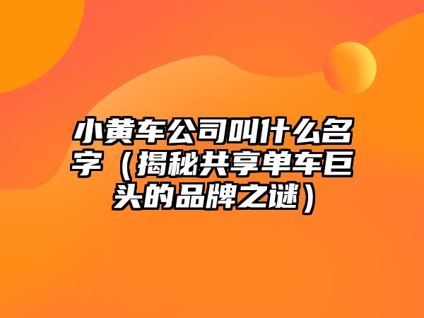 小黄车公司叫什么名字（揭秘共享单车巨头的品牌之谜）