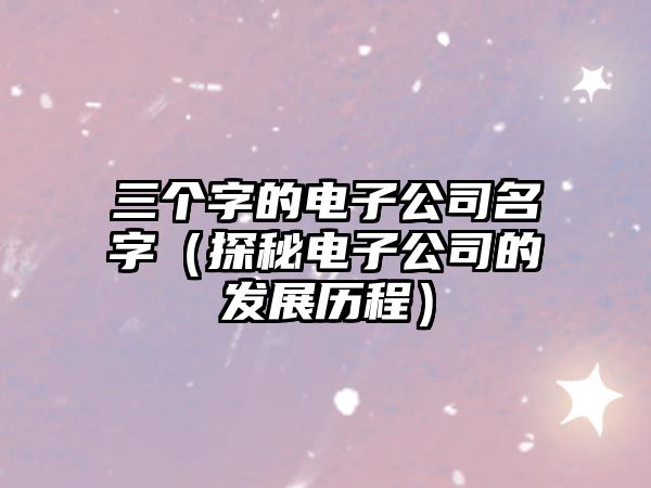 三个字的电子公司名字（探秘电子公司的发展历程）